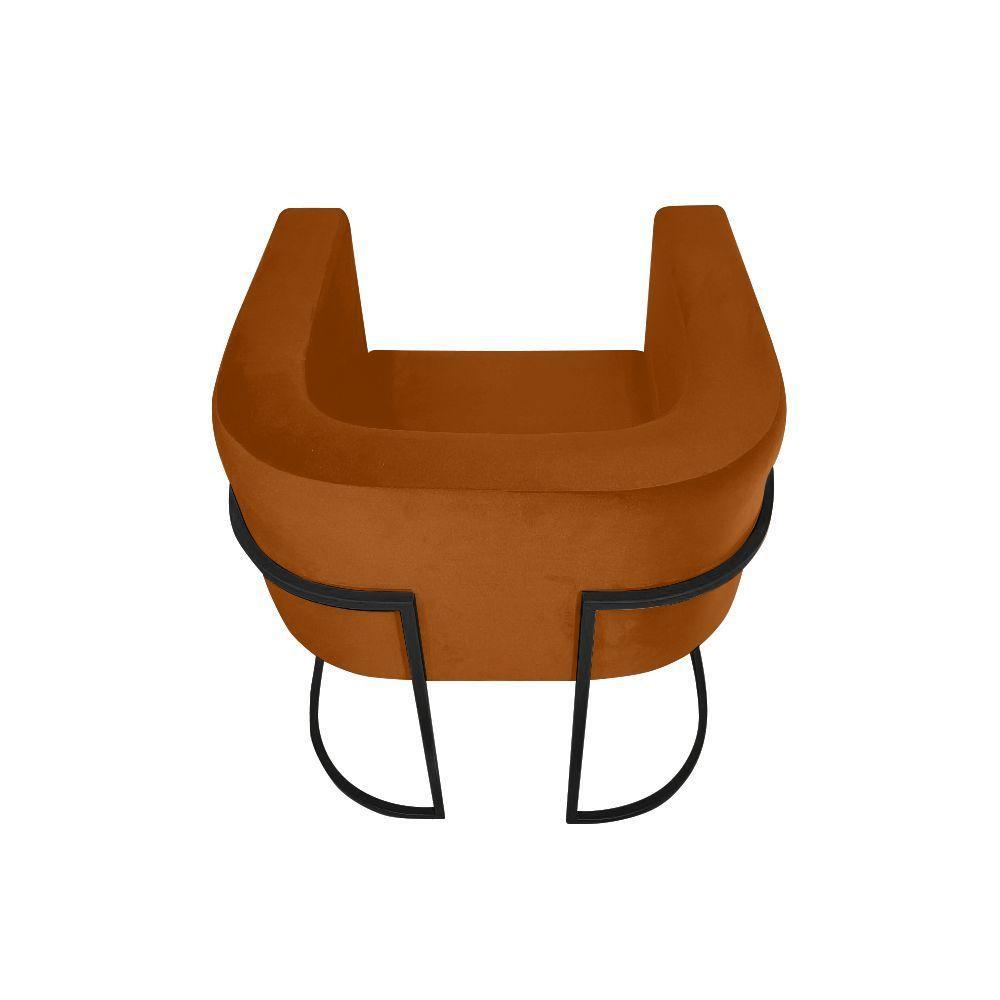 Kit 10 Cadeiras De Jantar Premium Base De Ferro Preta Veludo Terracota Laranja - 4