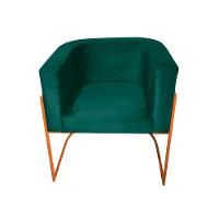 Kit 10 Poltronas Decorativa Sala De Estar Base De Ferro Cobre Veludo Verde - 3