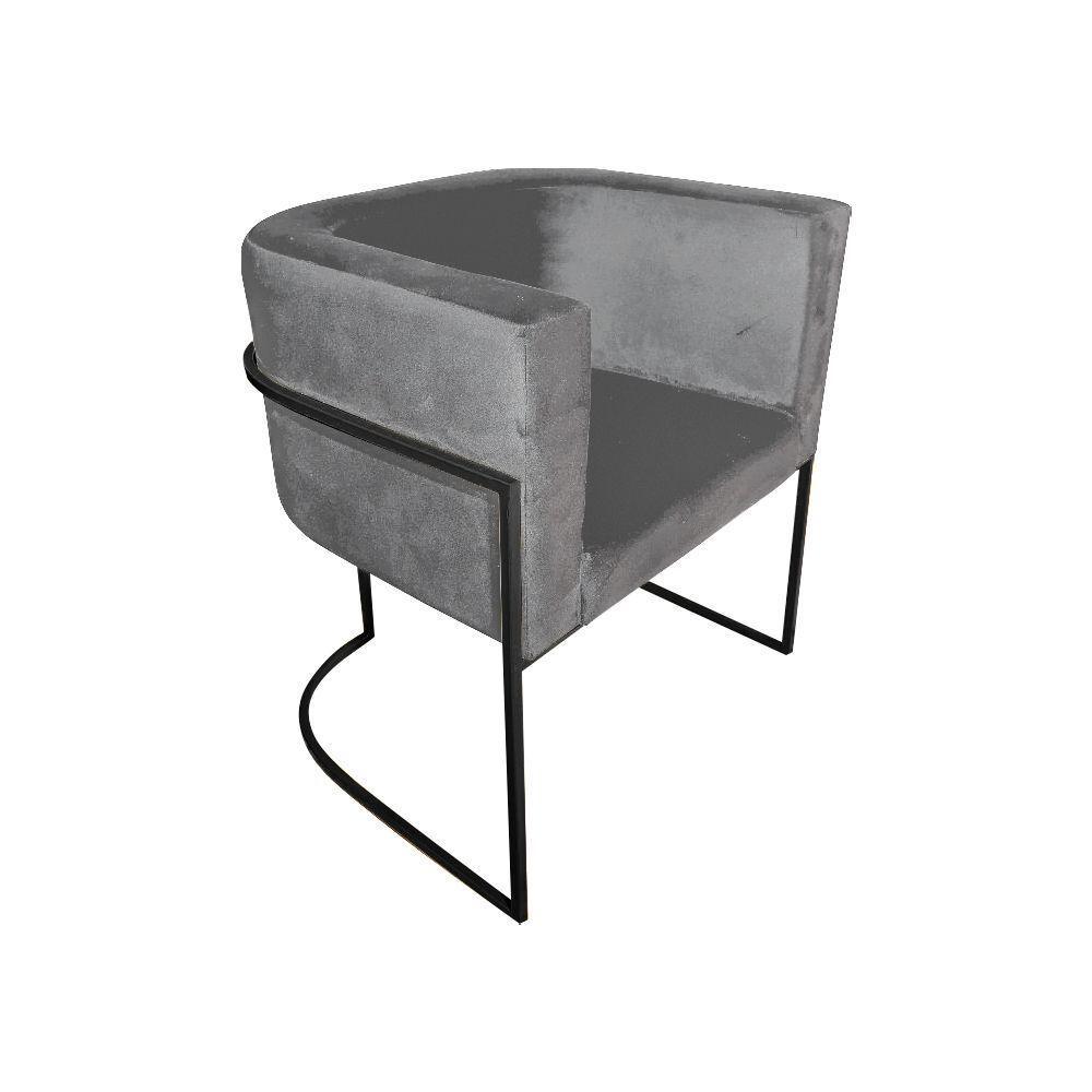 Kit 10 Cadeiras De Jantar Premium Base De Ferro Preta Veludo Cinza - 2