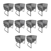 Kit 10 Cadeiras De Jantar Premium Base De Ferro Preta Veludo Cinza - 1