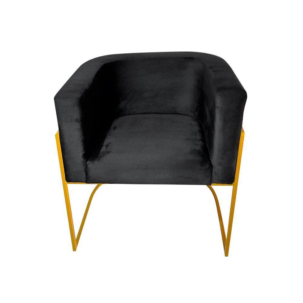 Kit 10 Cadeiras De Jantar Premium Base De Ferro Dourada Veludo Preto - 3