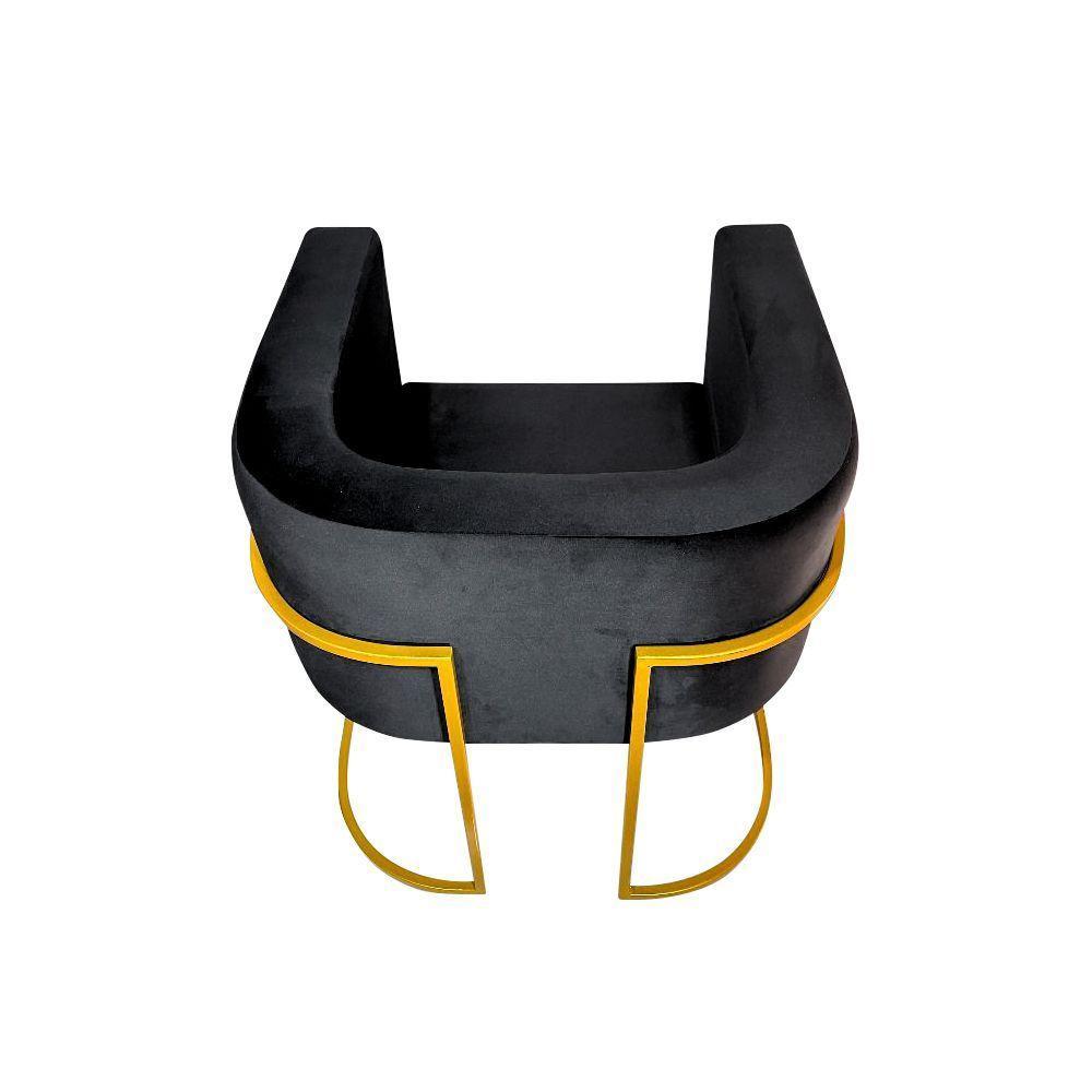 Kit 10 Cadeiras De Jantar Premium Base De Ferro Dourada Veludo Preto - 4