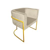 Kit 10 Poltronas Decorativa Sala De Estar Base De Ferro Dourada Veludo Bege - 2