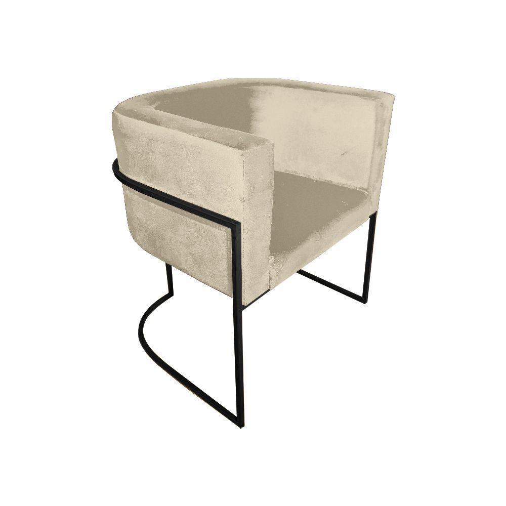 Kit 10 Cadeiras De Jantar Premium Base De Ferro Preta Veludo Bege - 2