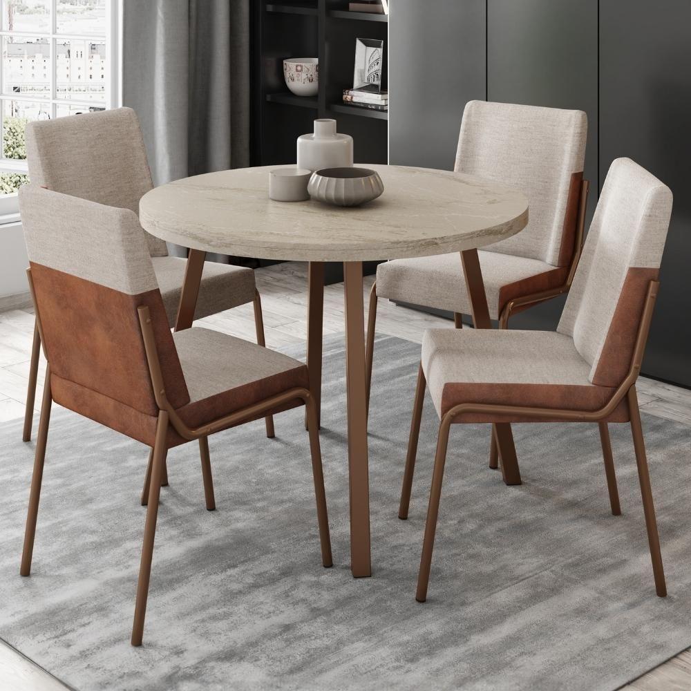 Conjunto Sala De Jantar 4 Cadeiras Roman Carraro Petra E Rosê - 1