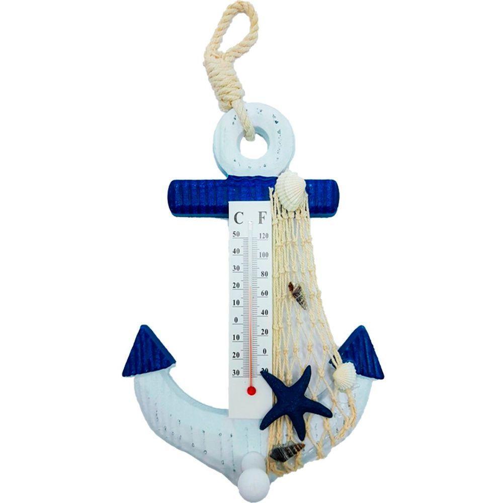 Enfeite Decorativo Ancora Termômetro Marítimo Náutico 24 Cm - 1
