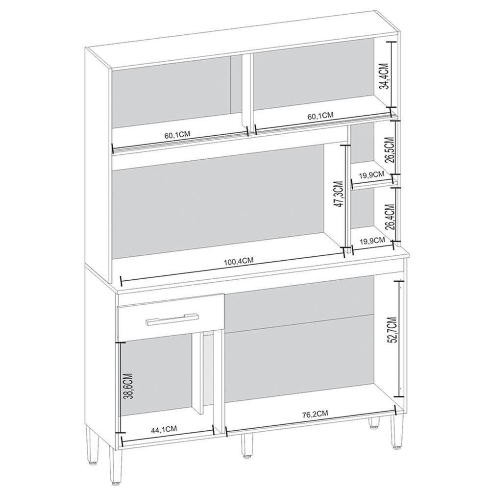 Armario Cozinha Ceara Com 5 Portas Branco Branco - 2