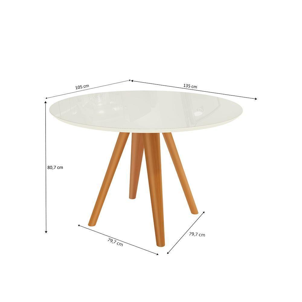 Mesa De Jantar Kappesberg Em Madeira Maciça Com Tampo De Vidro Off White 120cm - 2