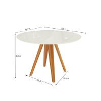 Mesa De Jantar Kappesberg Em Madeira Maciça Com Tampo De Vidro Off White 120cm - 2