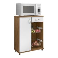 Fruteira Com 2 Cestos Belize New Freijo E Branco Notavel Freijo Com Branco - 1