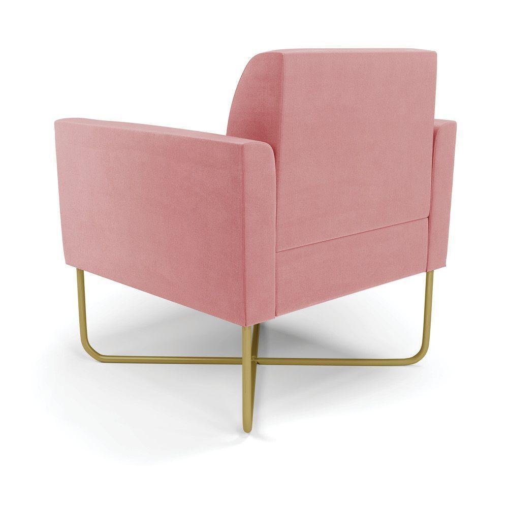 Poltrona Base X Industrial Dourado Marisa Suede D03 Rose - 6