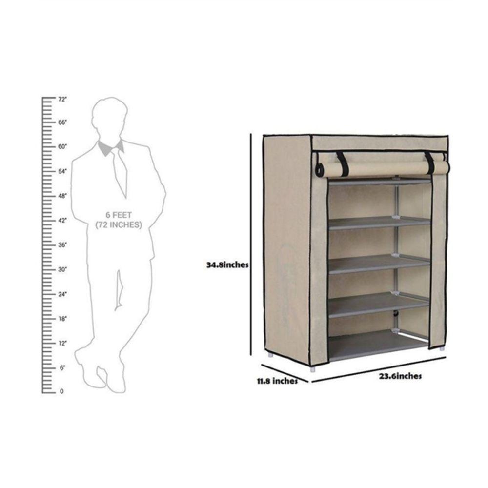 Sapateira Grande 5 Prateleiras Estante Organizador Armario Portatil Desmontavel Para Tenis Calçados Com Ziper - 3