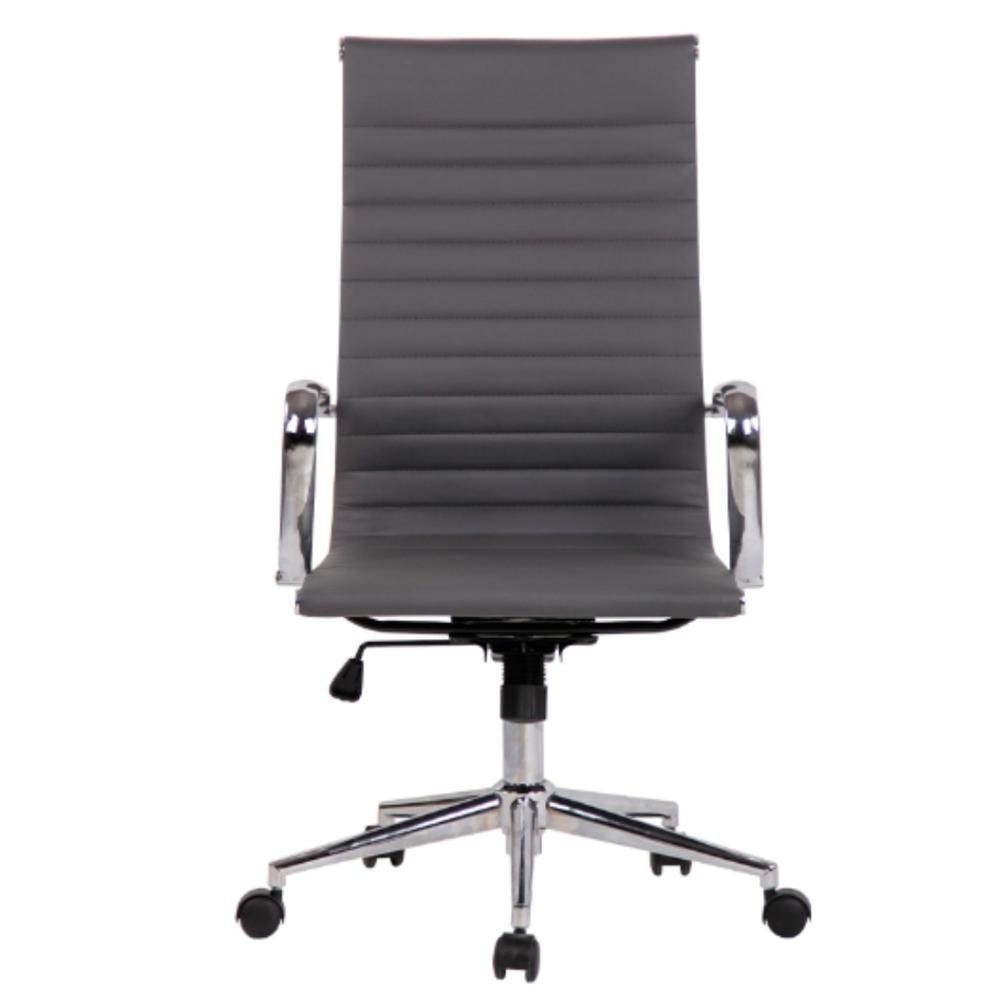 Cadeira Escritório Giratória Diretor Alta Sevilha Esteirinha Rivatti Pu Cinza Base Rodízio Cromado - 2