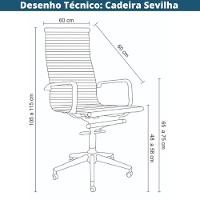 Cadeira Escritório Giratória Diretor Alta Sevilha Esteirinha Rivatti Pu Cinza Base Rodízio Cromado - 5