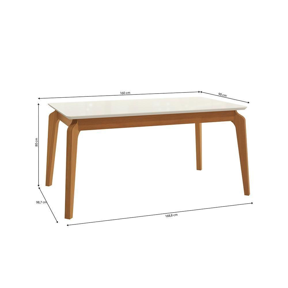 Mesa De Jantar Kappesberg Em Madeira Maciça Com Tampo De Vidro Off White 160cm - 2
