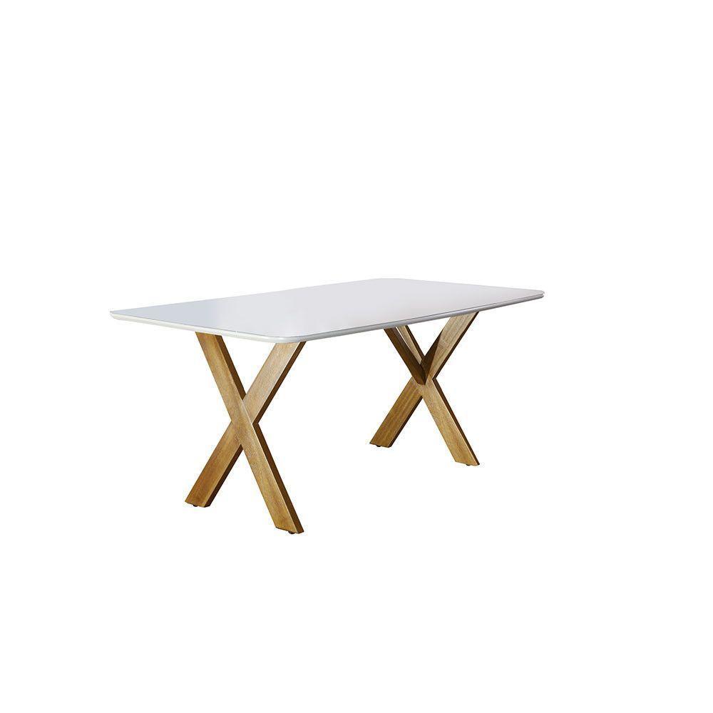 Sala de Jantar com 6 Lugares Mesa Tampo de Vidro Móveis Mundial Mel/Off White/Cinza Profundo - 3