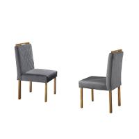 Sala de Jantar com 6 Lugares Mesa Tampo de Vidro Móveis Mundial Mel/Off White/Cinza Profundo