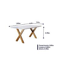 Sala de Jantar com 6 Lugares Mesa Tampo de Vidro Móveis Mundial Mel/Off White/Cinza Profundo - 7