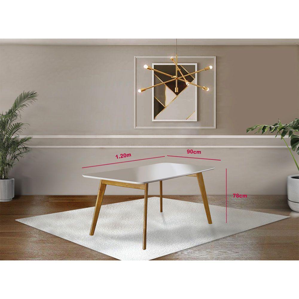 Conjunto Sala de Jantar com 4 Lugares Slim Móveis Mundial Mel/Off White/Cinza - 3