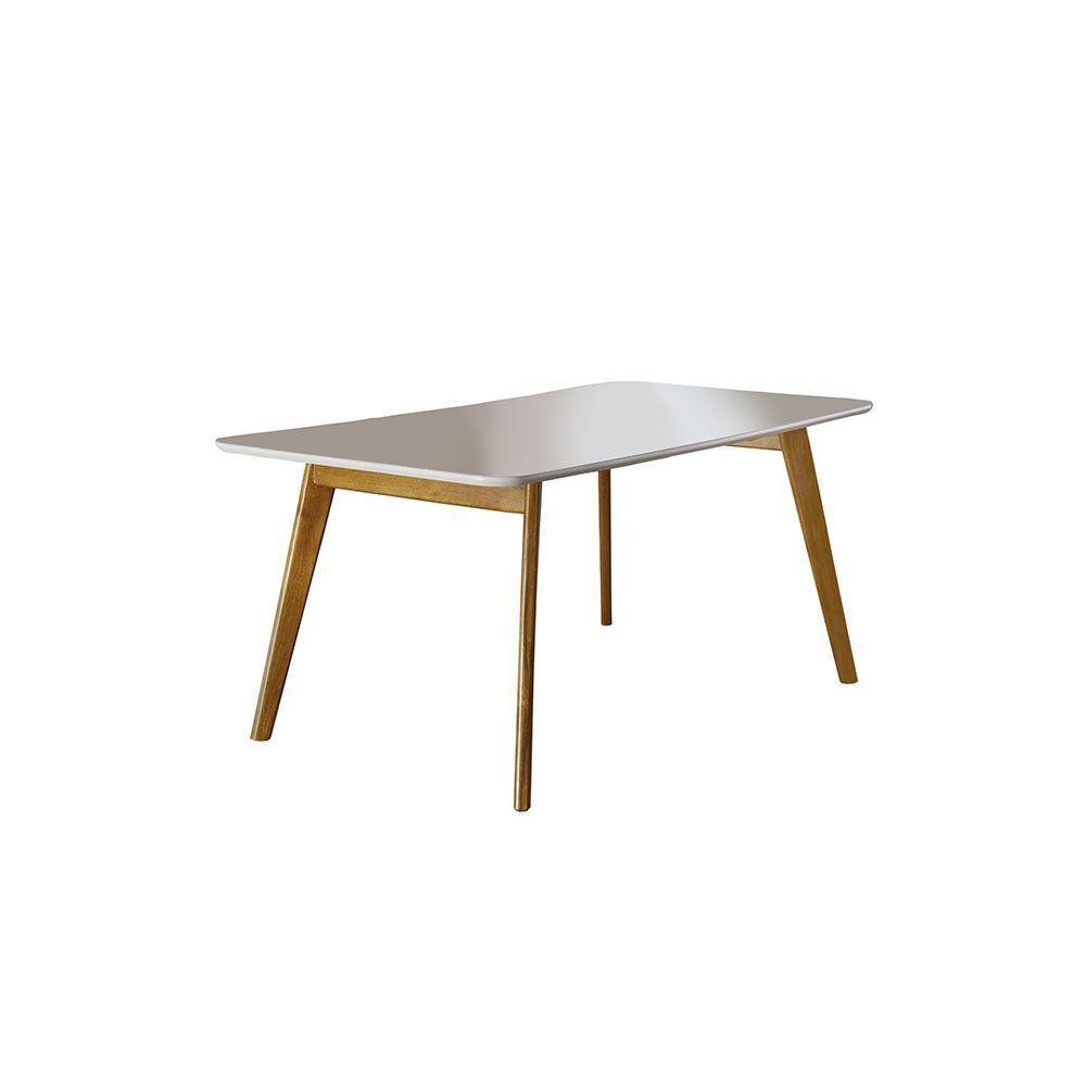 Conjunto Sala de Jantar com 4 Lugares Slim Móveis Mundial Mel/Off White/Cinza - 4