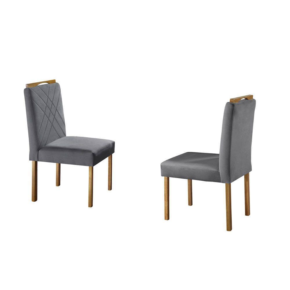 Conjunto Sala de Jantar com 4 Lugares Slim Móveis Mundial Mel/Off White/Cinza - 5