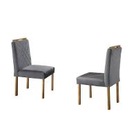 Conjunto Sala de Jantar com 4 Lugares Slim Móveis Mundial Mel/Off White/Cinza - 5