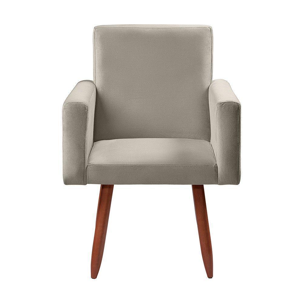 Kit 2 Poltronas Decorativas Cadeiras Nina Veludo Chocolate Marfim - 4