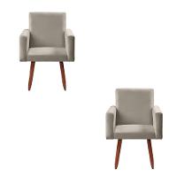 Kit 2 Poltronas Decorativas Cadeiras Nina Veludo Chocolate Marfim - 1