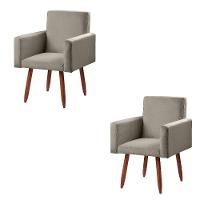 Kit 2 Poltronas Decorativas Cadeiras Nina Veludo Chocolate Marfim - 6