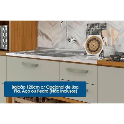 Cozinha Completa Princesa 7 Portas 3 Gavetas MDF 200cm Off White Freijo