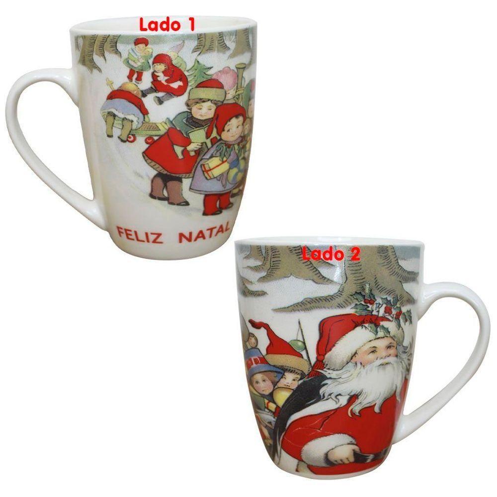 Caneca De Natal Natalina Papai Noel Cerâmica 350ml - 1