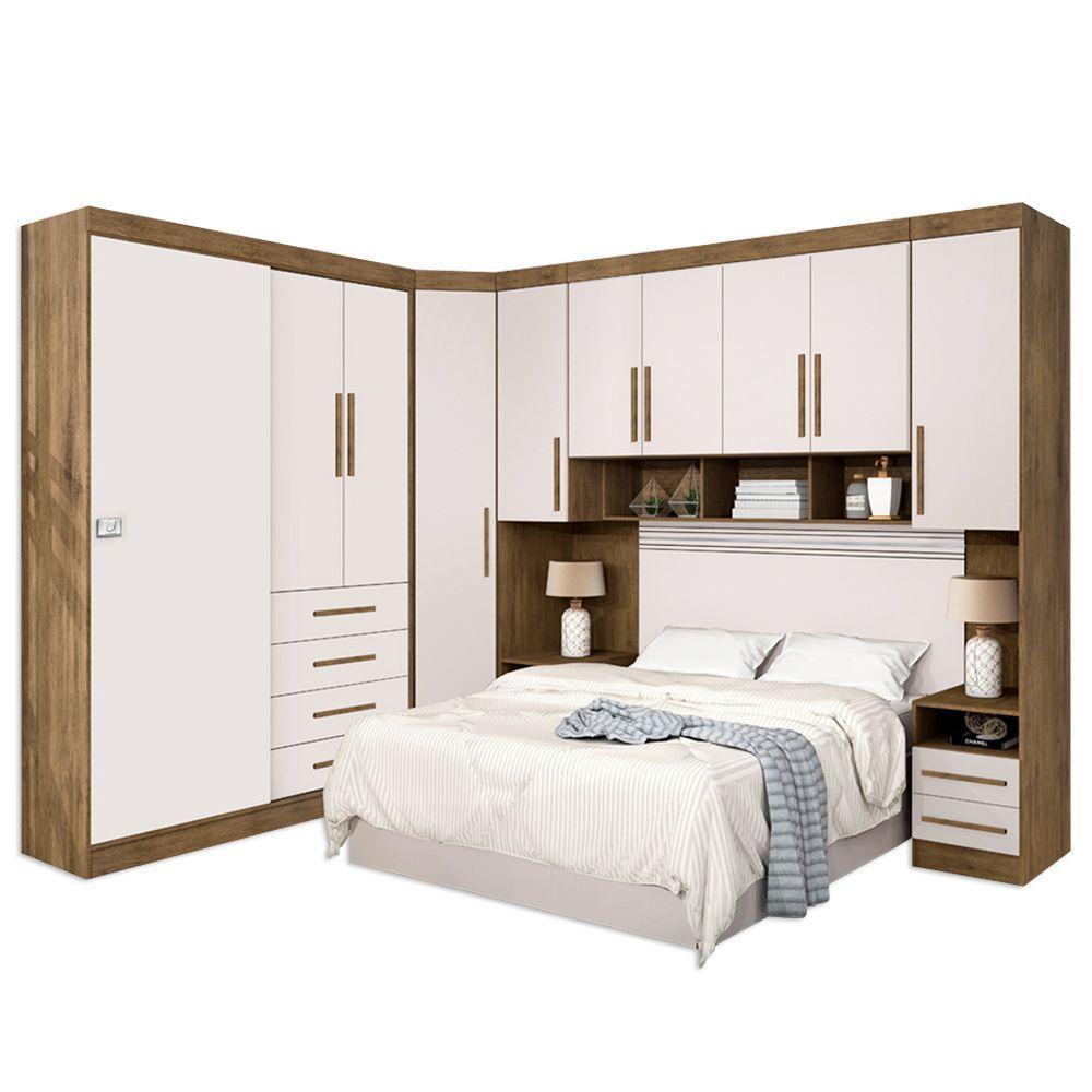 Dormitório Completo Georgia J&a Para Cama Box 1,58m Casal Jequit/Off White - 1