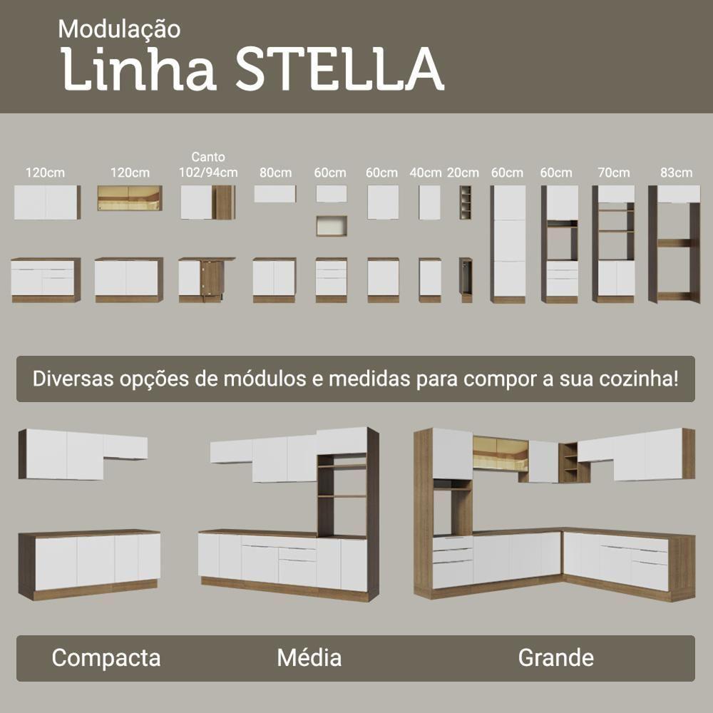 Armário De Cozinha Completa 549cm Rustic/branco Stella Madesa 01 Rustic/branco - 10
