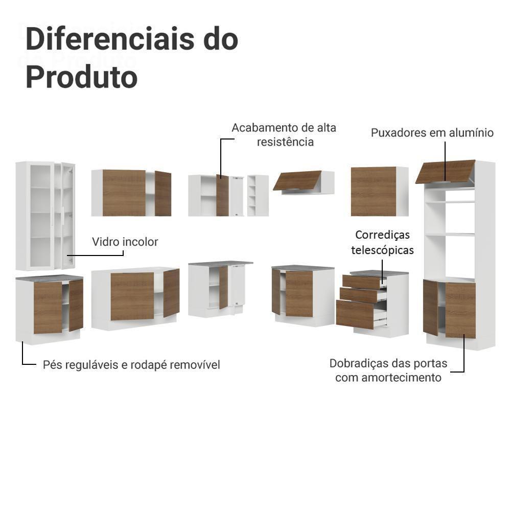 Armário De Cozinha Completa 549cm Branco/rustic Stella Madesa 01 Branco/rustic - 8