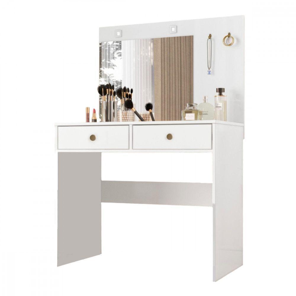 Penteadeira Camarim Com Espelho Ideal 2 Gavetas Moval Branco - 1