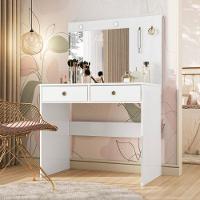 Penteadeira Camarim Com Espelho Ideal 2 Gavetas Moval Branco - 2