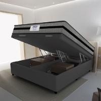 Cama Box Baú Casal King Colchão Gazin com Molas Ensacadas Rubi 193x203x73cm Suede Cinza/Preto - 3