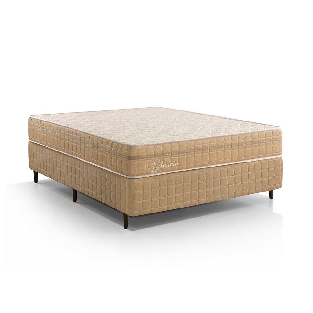 Kit Conjunto Colchão Casal Valência Molas Ensacadas Individualmente + Box Blindado 138x61x188 - Bege - 2