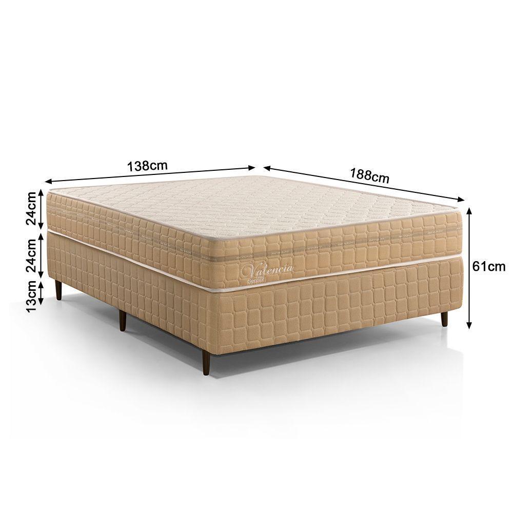 Kit Conjunto Colchão Casal Valência Molas Ensacadas Individualmente + Box Blindado 138x61x188 - Bege - 4