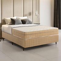 Kit Conjunto Colchão Casal Valência Molas Ensacadas Individualmente + Box Blindado 138x61x188 - Bege - 1