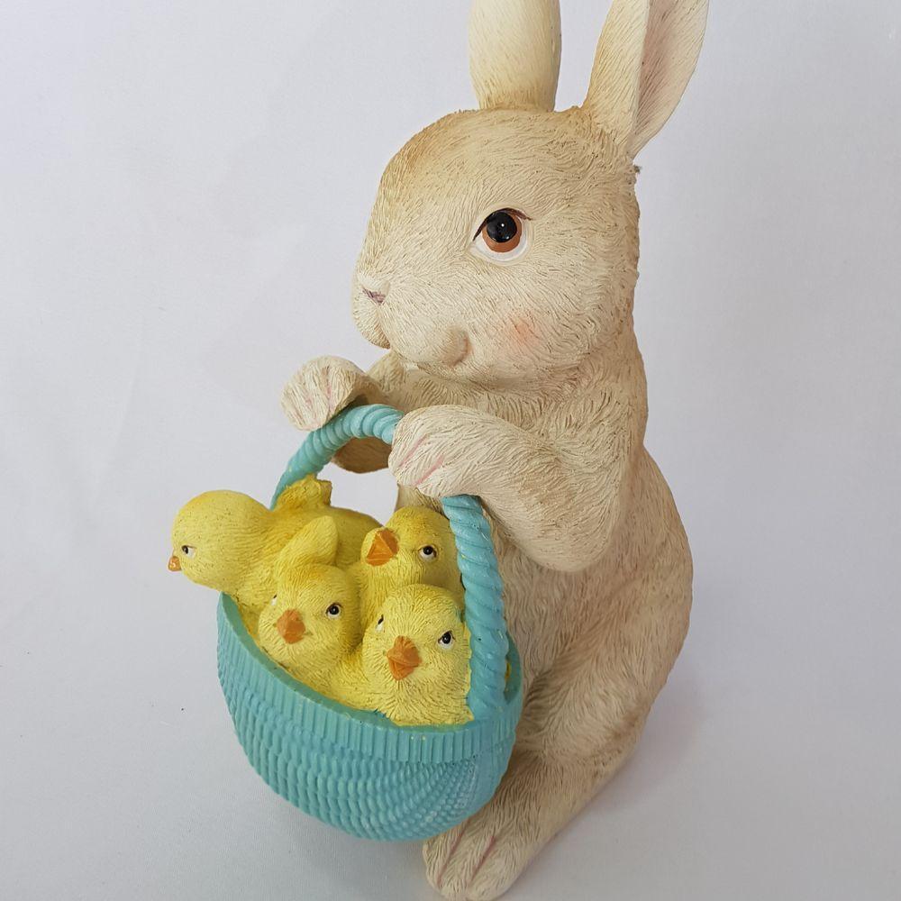 Coelho Páscoa Cesta Com Pintinhos 24cm - 4