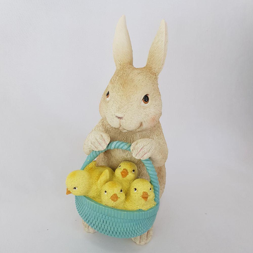 Coelho Páscoa Cesta Com Pintinhos 24cm - 5