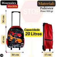 Kit Escolar Infantil Mochila Lancheira Estojo 3 Peças Estampa Carrinho Vermelha - 3