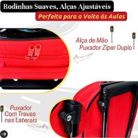 Kit Escolar Infantil Mochila Lancheira Estojo 3 Peças Estampa Carrinho Vermelha - 6