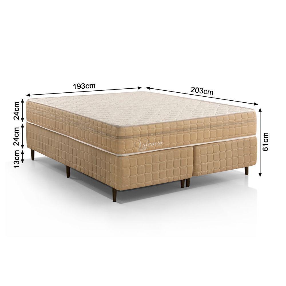 Kit Conjunto Colchão King Valência Molas Ensacadas Individualmente + Box Blindado 193x61x203 - Bege - 4