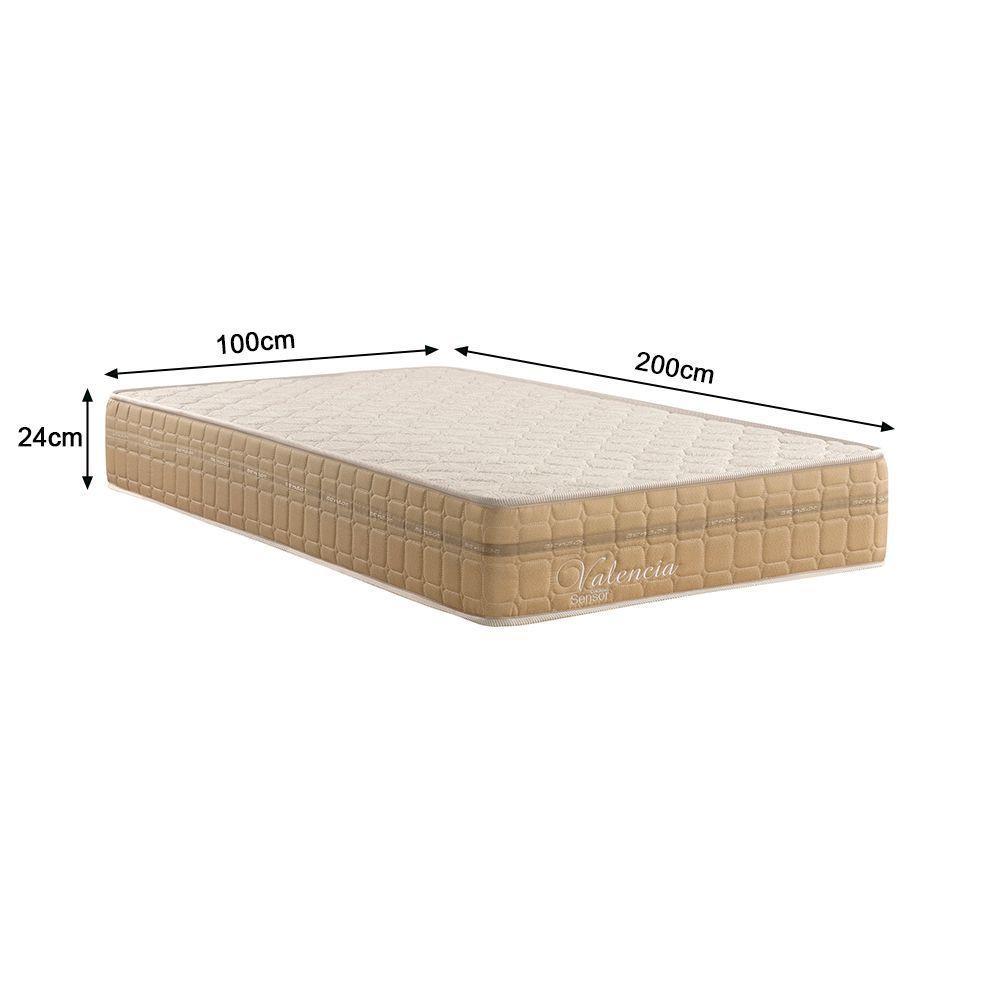 Kit Conjunto Colchão Solteiro King Valência Molas Ensacadas Individualmente + Box Blindado 100x61x20 - Bege - 5