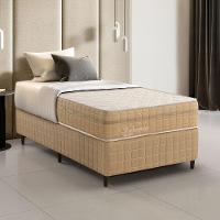 Kit Conjunto Colchão Solteiro King Valência Molas Ensacadas Individualmente + Box Blindado 100x61x20 - Bege - 1