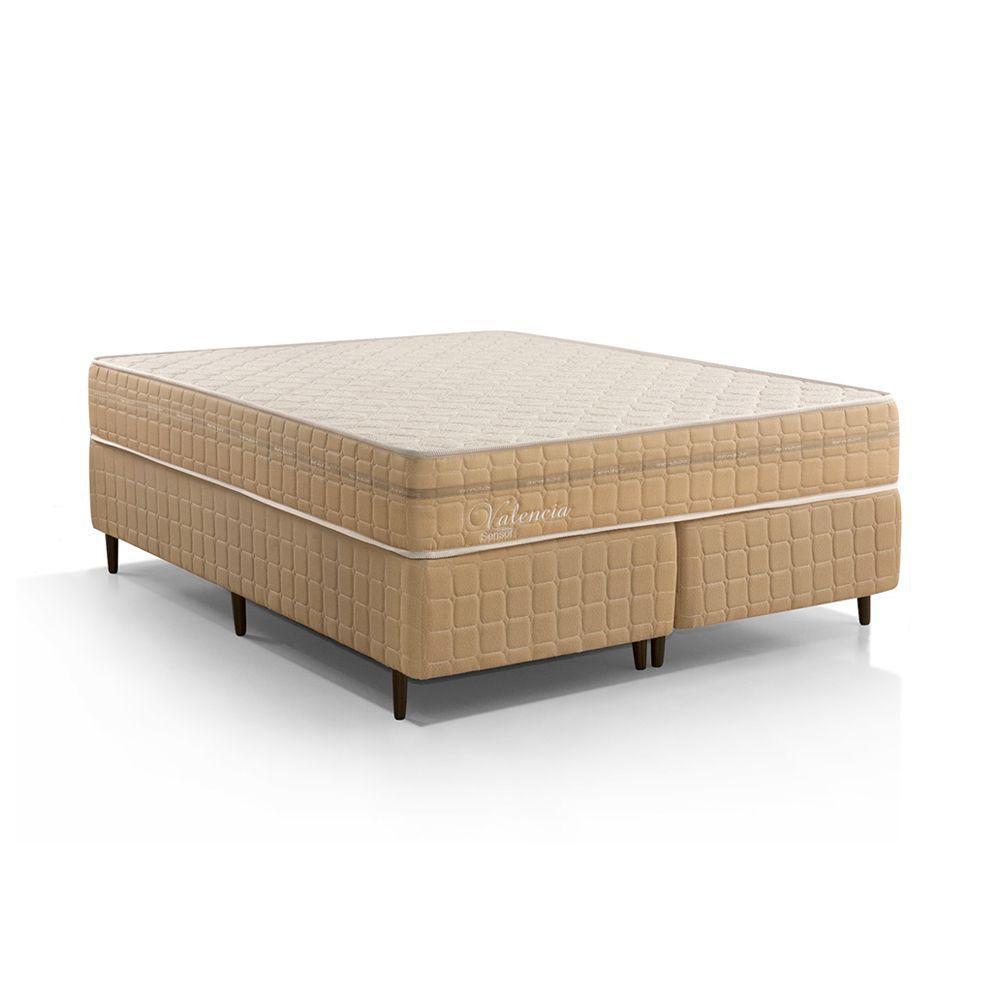 Kit Conjunto Colchão Queen Valência Molas Ensacadas Individualmente + Box Blindado 158x61x198 - Bege - 2