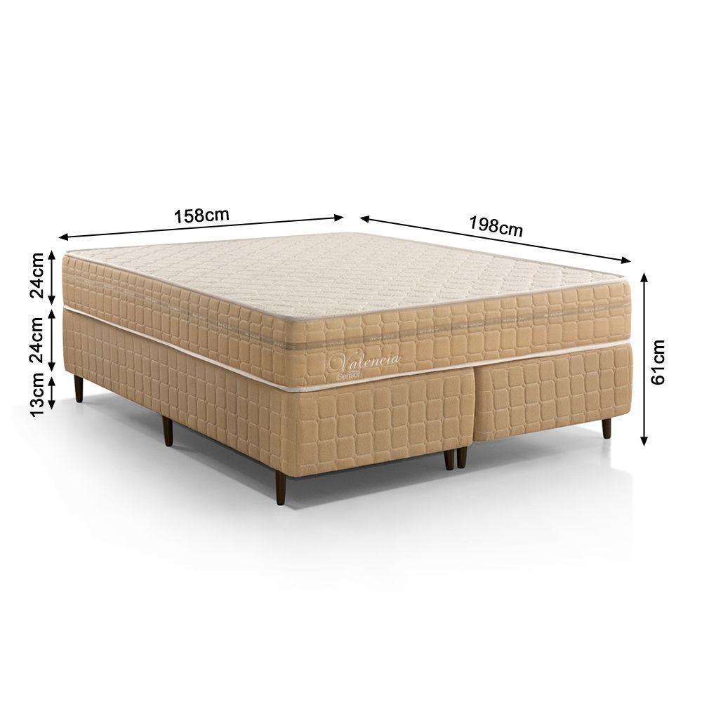 Kit Conjunto Colchão Queen Valência Molas Ensacadas Individualmente + Box Blindado 158x61x198 - Bege - 4