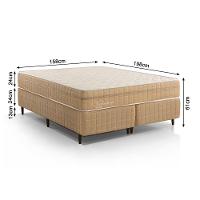 Kit Conjunto Colchão Queen Valência Molas Ensacadas Individualmente + Box Blindado 158x61x198 - Bege